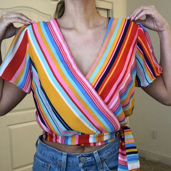 Colorful Wrap Top - Picture 2 of 3